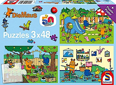 Ein Tag mit der Maus, 3x48 Teile Puzzle