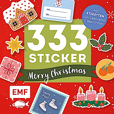 333 Sticker - Merry Christmas: Geschenk-Etiketten und Aufkleber mit beschreibbarer Oberfläche